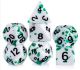 7 Set Poly White with Green Splatter Dice