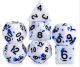 7 Set Poly White with Blue Splatter Dice