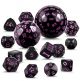 15 pcs Polyhedron Dice Set-Black Opaque with Purple Numbers