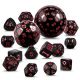 15 pcs Polyhedron Dice Set-Black Opaque with Red Numbers