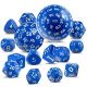 15 pcs Polyhedron Dice Set - Blue Opaque with White Numbers