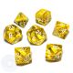 (7) Transparent Polyhedral Yellow with White numbers Dice Set