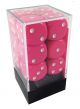 Opaque 16mm d6 Pink/White Dice Block™ (12 dice)