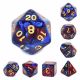 Polyhedral Blue-Red with gold 7-Die Set
