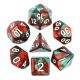Blend Green Red with White Polyhedral 7 Dice Set