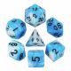 Blended Polyhedral Blue-White with black numbers 7-Die Set