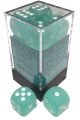 Frosted: 16mm D6 Teal/White Block (12)