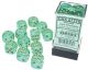 Borealis® 16mm d6 Light Green/gold Luminary™ Dice Block™ (12 dice)