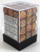 Glitter 12mm d6 Gold/silver Dice Block™ (36 dice)