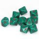 d10 Ankh Green with Red Numbers (10)