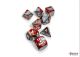 Lab Dice 8: Gemini Red-Steel/white Polyhedral 7-Die Set (with bonus die)