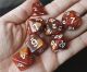 Pearl Copper with white numbers Polyhedral Dice Set (7)