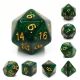 Polyhedral (7) Galaxy Glitter Green Dice Set