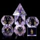 Purple Glass with Gold Numbers Poly Dice Set (7)