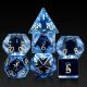 Blue Glass with Gold Numbers Poly Dice Set (7)