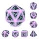 Lavender Antiqued with Black Numbers Polyhedral (7) Dice Set