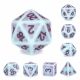 Grape Saue Antiqued with Black Numbers Polyhedral (7) Dice Set
