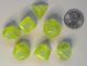(7) Polyhedral Kiwi Green Shimmer Dice Set with Gray Numbers