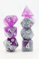 Stars Shine Blend Purple Glitter Blue with White Numbers Polyhedral Dice Set (7)