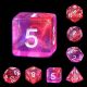 Purple Glitter Red with White Numbers Polyhedral Dice Set (7)