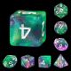 Potion Purple Green Glitter with White Polyhedral 7 Die Set