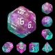 Magic Wand Glitter purple teal swirl shimmer White #s Polyhedral Dice Set (7)