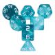 Teal Mountain Glitter with White Numbers Polyhedral Dice Set (7)