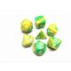 Blended Green/Yellow with White Polyhedral 7 Dice Set