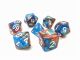 Blended Blue/Copper with White Polyhedral 7 Dice Set