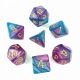 Blended Turquoise/Purple with Gold Polyhedral 7 Dice Set