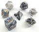 Blended Black White with Gold Numbers Polyhedral 7 Dice Set