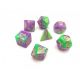Blended Purple/Green with Gold Polyhedral 7 Dice Set