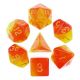 Blended Rising Phoenix Red/Orange with Gold Polyhedral 7 Dice Set