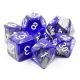 Blended Transluscent Blue/Silver with White Polyhedral 7 Dice Set