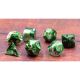 Blended Green/White with Gold Numbers Polyhedral 7 Dice Set