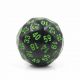 D60 60 sided die Black with Green Numbers
