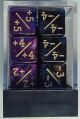 Counter Dice: Negative/Positive D6 Glitter Dark Purple & Red/Blue Glitter (12)