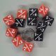 Counter Dice 12mm D6: Six Positive Red Opaque, Six Negative Black Opaque (12)