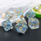 Metallic Sapphire Flake with Gold Polyhedral 7 Dice Set