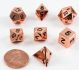Metal: Mini Polyhedral Copper with Black numbers Dice Set (7)
