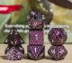 Metal: Polyhedral Queen Lavender Dragon Eye White Numbers Dice Set (7)