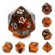 Glitter Orange Black with Silver Polyhedral 7 Dice Set