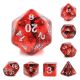 Glitter Red Black with Silver Polyhedral 7 Dice Set