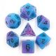 Glow in the Dark Purple with BLUE Polyhedral 7 Dice Set