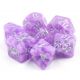 Purple Swirl Clear Polyhedral Dice Set with Silver Numbers (7)