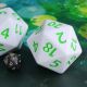 55mm Jumbo D20 White Die with Green Numbers