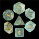Iridescent Blue Glitter with Gold Polyhedral 7 Dice Set