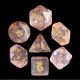 Iridescent Pink Glitter with Gold Polyhedral 7 Dice Set
