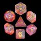 Luminous Ruby Glitter with Gold Polyhedral 7 Dice Set