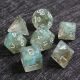 Luminous King of Elf Glitter Green with Silver Numbers Polyhedral 7 Dice Set
